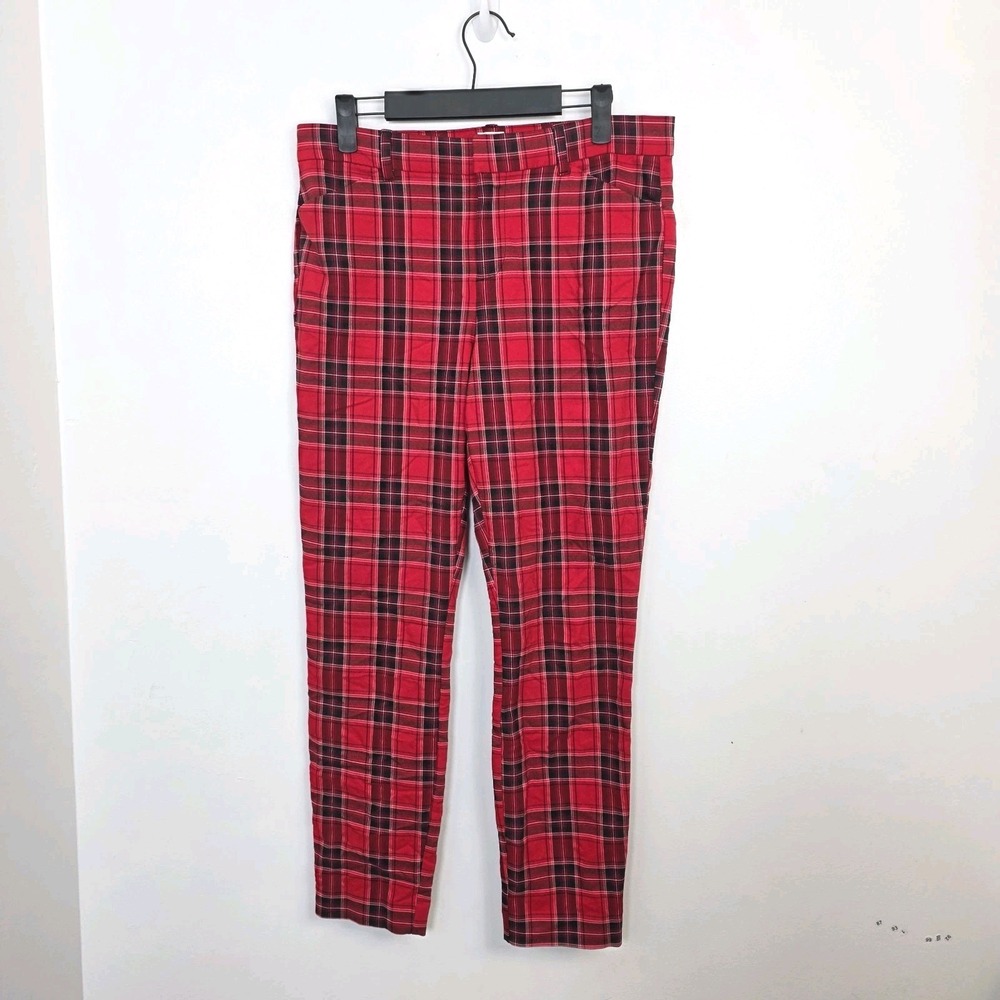 Gap Red Black Tartan Plaid Signature Skinny Ankle Preppy Dressy Pants Size‎ 8
